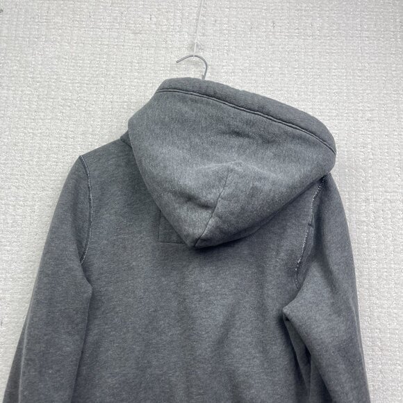 Y2K Hollister Women’s Button Down Oversized Hoodie Size S Grey Fleece Retro Logo - Picture 10 of 11